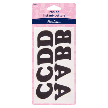 Hemline Motif: Iron-On Instant Letters: Black - 40pcs