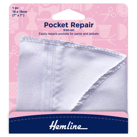 Hemline Iron-On Pocket Repair: White - Pocket Repair Patches