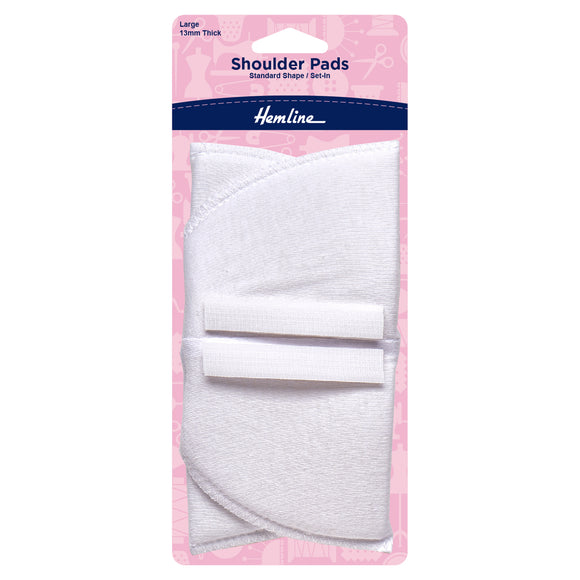 Hemline Shoulder Pads: Standard Set-In: Large: White