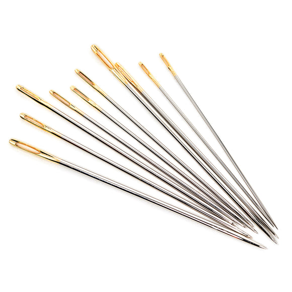 Hemline Gold Eye Embroidery Needles – Assorted Sizes in Reusable Glass Jar