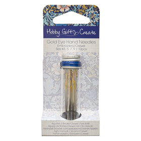 Hemline Gold Eye Embroidery Needles - Assorted Sizes in Reusable Glass Jar
