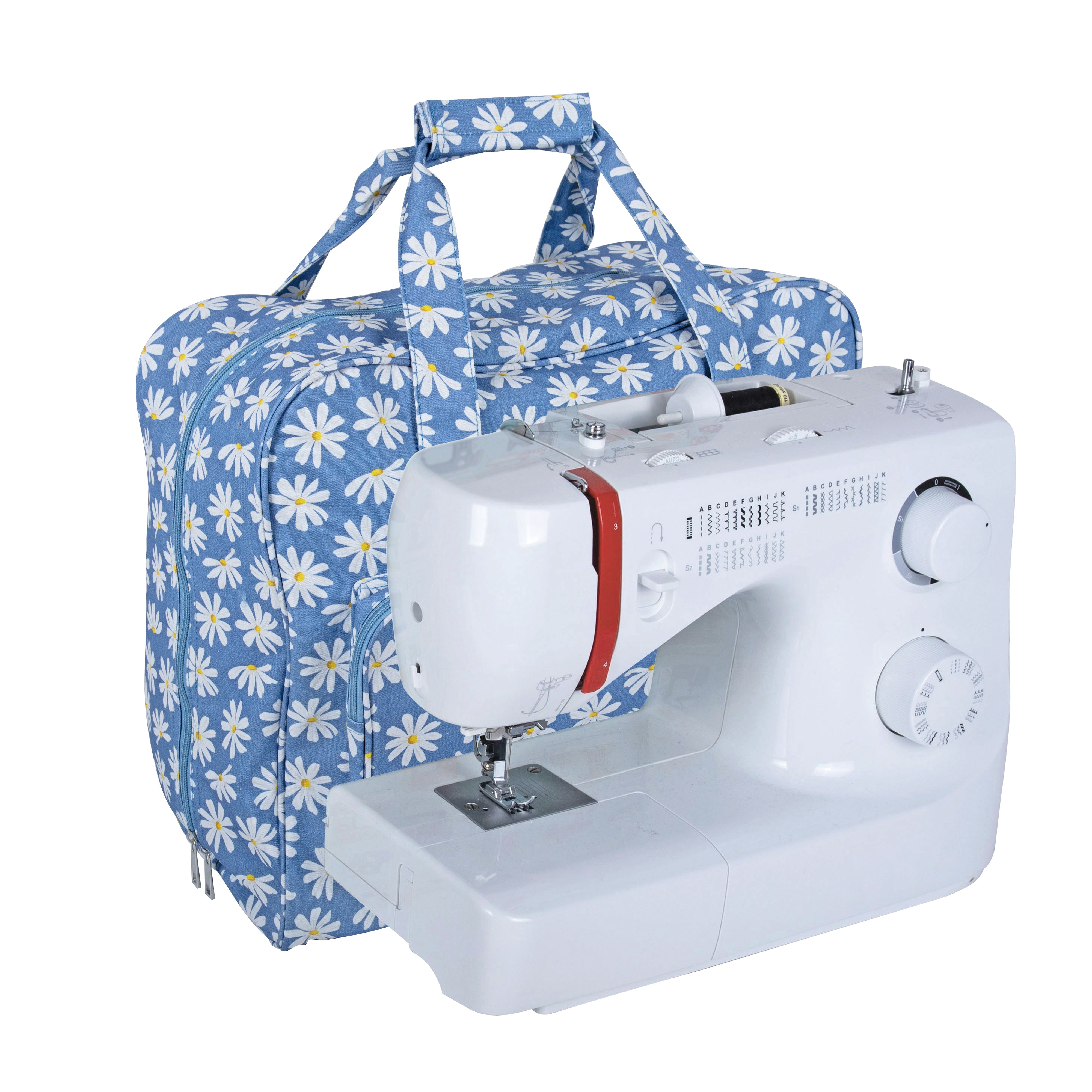 Hobby Gift: Sewing Machine Bag: Denim Daisies: Item size: (d/w/h) 20 x 44 x 38cm. - 0