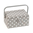 Hobby Gift: Sewing Machine Bag: Matt PVC: Grey Linen Polka Dot: Item size: (d/w/h) 20 x 44 x 38cm.-1