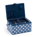 Hobby Gift: Sewing Machine Bag: Matt PVC: Denim Polka Dot: Item size: (d/w/h) 20 x 44 x 38cm.