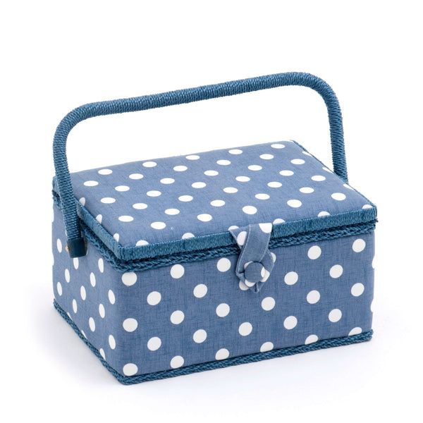 Hobby Gift: Sewing Machine Bag: Matt PVC: Denim Polka Dot: Item size: (d/w/h) 20 x 44 x 38cm.