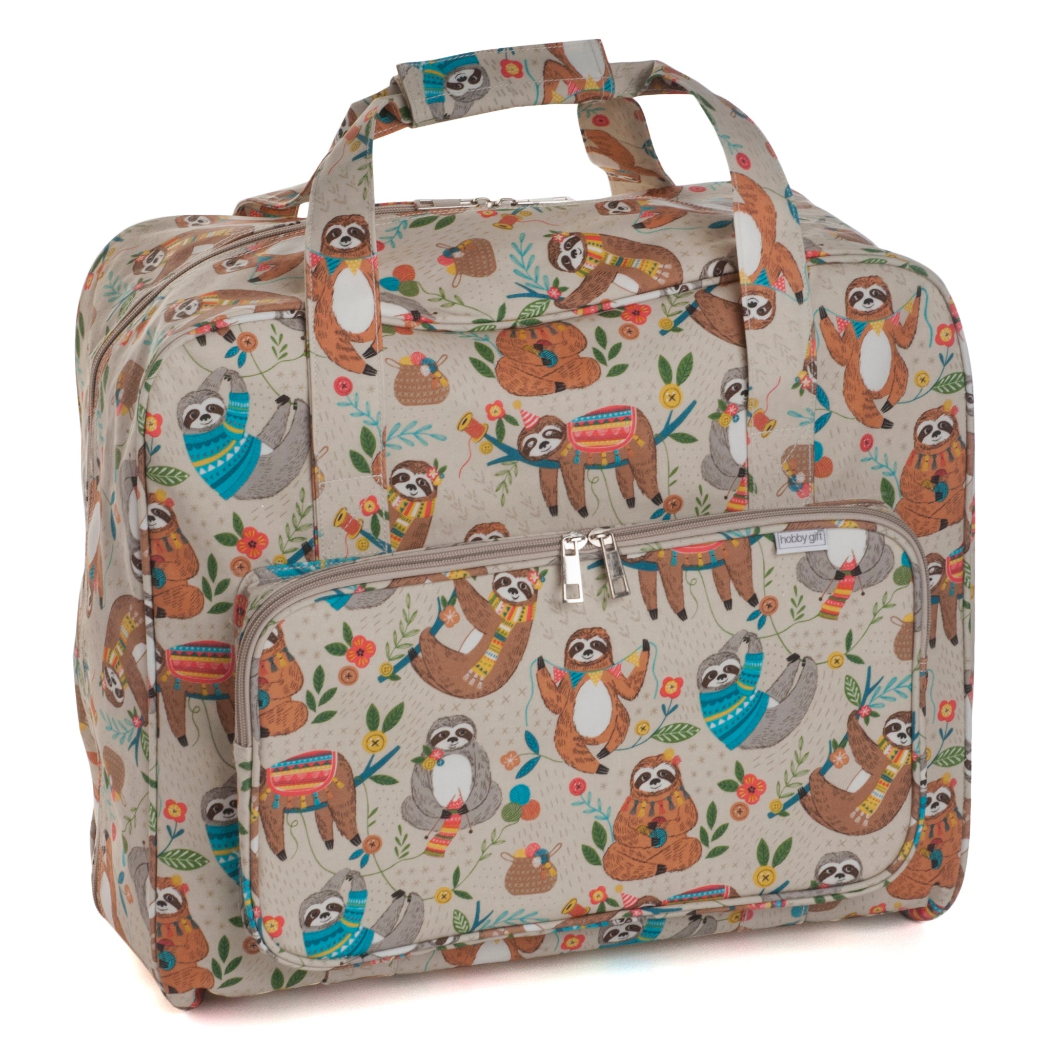 Hobby Gift: Sewing Machine Bag: Matt PVC: Sloth: Item size: (d/w/h) 20 x 44 x 38cm.