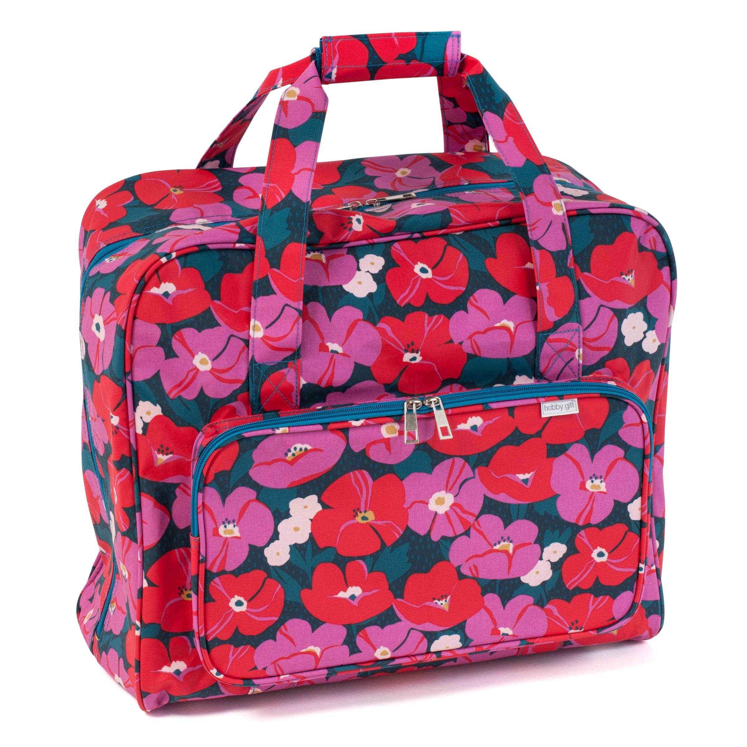 Hobby Gift: Sewing Machine Bag: Matt PVC: Modern Floral: Item size: (d/w/h) 20 x 44 x 38cm.