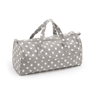 Hobby Gift: Knitting Bag: Grey Linen Polka Dot: Item size: (d/w/h) 16 x 43 x 19cm.