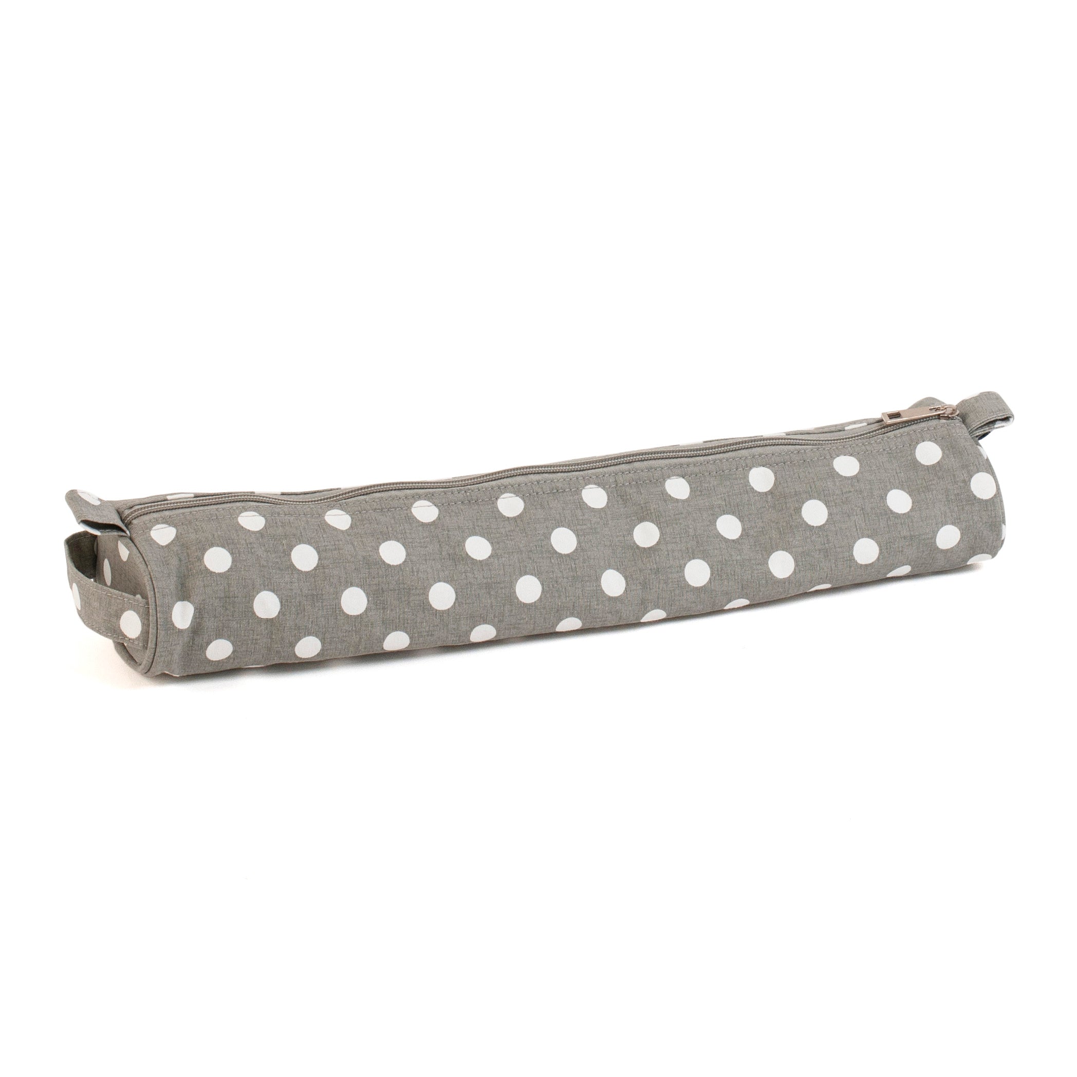 Hobby Gift: Knitting Pin Case: Soft: Grey Polka Dot: Item size: (d/w/h) 11 x 46 x 7cm.