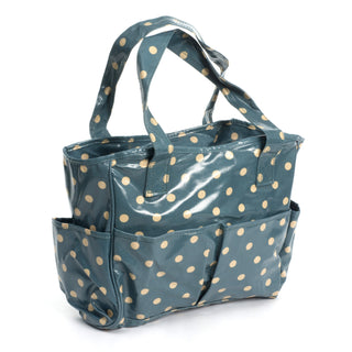 Hobby Gift: Craft Bag: Glossy PVC: Blue Spot: Item size: (d/w/h) 14 x 36.5 x 30cm.