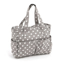 Hobby Gift: Craft Bag: Matt PVC: Grey Linen Polka Dot: Item size: (d/w/h) 13 x 36 x 31cm.