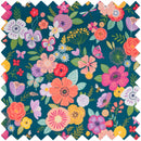 Hobby Gift: Knitting Bag with Pin Storage: Floral Garden: Teal: Item size: (d/w/h) 13 x 45 x 18cm.-2