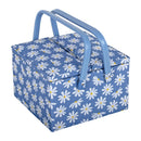 Hobby Gift: Sewing Box (L): Twin Lid: Square: Denim Daisies: Item size: (d/w/h) 25 x 25 x 17cm.-1