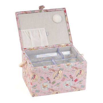 Hobby Gift: Sewing Box (L): Birds on Bobbin: Item size: (d/w/h) 23.5 x 31 x 20cm. - 0