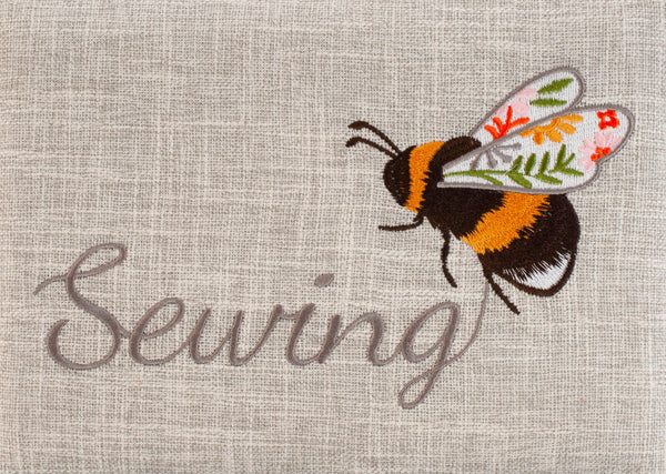 Hobby Gift: Sewing Box (M): Embroidered: Bees: Sewing Bee: Item size: (d/w/h) 18.5 x 25.5 x 14.5cm.