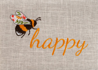 Hobby Gift: Sewing Box (M): Embroidered: Bees: Bee Happy: Item size: (d/w/h) 18.5 x 25.5 x 14.5cm.