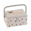 Hobby Gift: Sewing Box (M): Embroidered: Bees: Bee Happy: Item size: (d/w/h) 18.5 x 25.5 x 14.5cm.-1