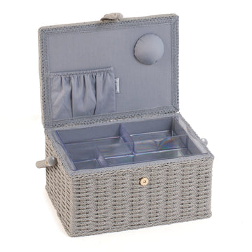 Hobby Gift: Sewing Box (M): Embroidered: Wildflowers: Item size: (d/w/h) 18.5 x 25.5 x 14.5cm. - 0