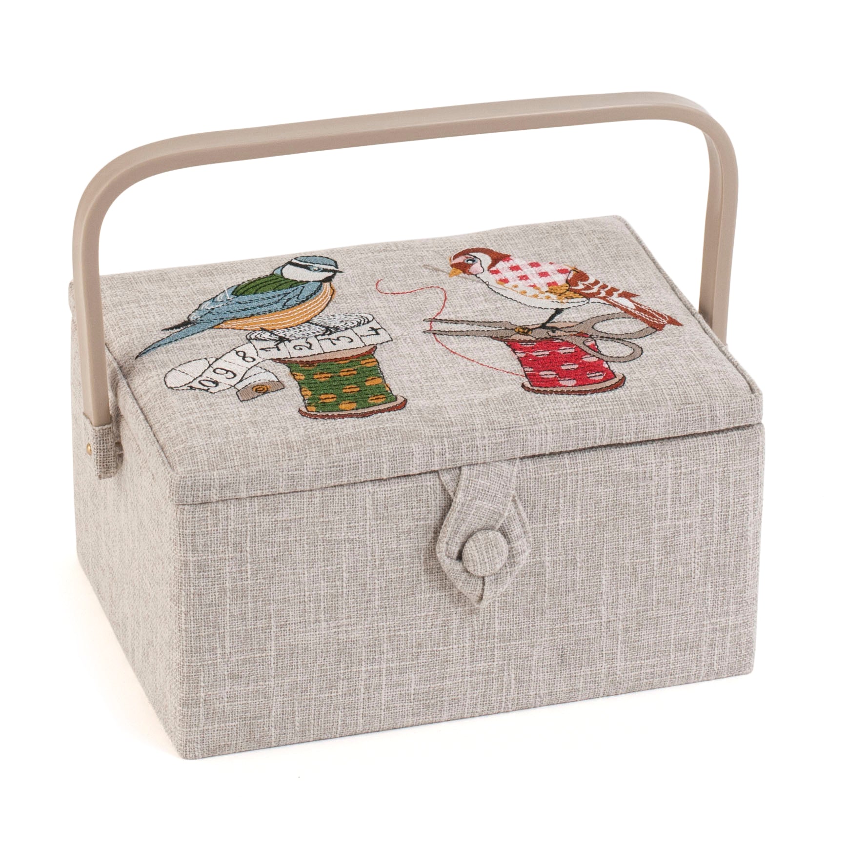 Sewing Box (M): Embroidered: Birds on Bobbin | Fabriques