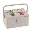 Hobby Gift: Sewing Box (M): Embroidered: Birds on Bobbin: Item size: (d/w/h) 18.5 x 25.5 x 14.5cm.-1
