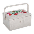 Hobby Gift: Sewing Box (M): Embroidered: Strawberry Greenhouse: Item size: (d/w/h) 18.5 x 25.5 x 14.5cm.-1