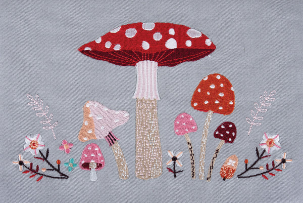 Hobby Gift: Sewing Box (M): Embroidered Woodland Toadstool: Item size: (d/w/h) 18.5 x 25.5 x 14.5cm.