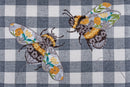 Hobby Gift: Sewing Box (M): Embroidered: Grey Gingham Bees: Item size: (d/w/h) 18.5 x 25.5 x 14.5cm.-3