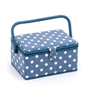 Hobby Gift: Sewing Box (M): Denim Polka Dot: Item size: (d/w/h) 18.5 x 25.5 x 14.5cm.