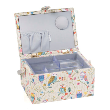 Hobby Gift: Sewing Box (M): Twit Twoo: Item size: (d/w/h) 18.5 x 25.5 x 14.5cm. - 0