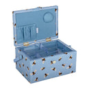 Hobby Gift: Sewing Box (M): Blue Bees: Item size: (d/w/h) 18.5 x 25.5 x 14.5cm.-2