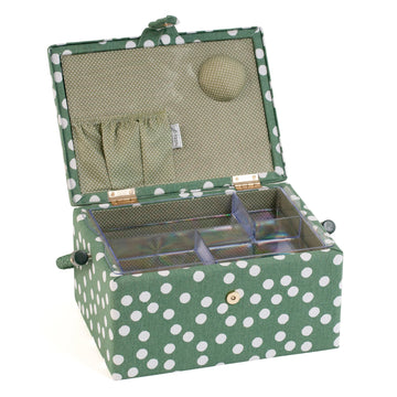 Hobby Gift: Sewing Box (M): Khaki Spot: Item size: (d/w/h) 18.5 x 25.5 x 14.5cm. - 0