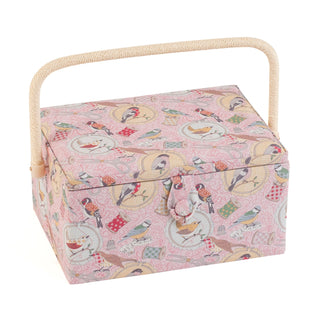 Hobby Gift: Sewing Box (M): Birds on Bobbin: Item size: (d/w/h) 18.5 x 25.5 x 14.5cm.