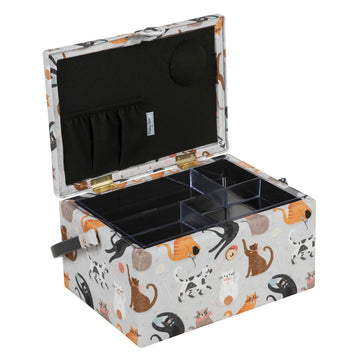 Hobby Gift: Sewing Box (M): Cats: Item size: (d/w/h) 18.5 x 25.5 x 14.5cm. - 0