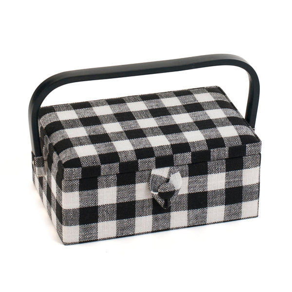 Hobby Gift: Sewing Box (S): Monochrome Gingham:  Item size: (d/w/h) 16 x 24 x 11cm.