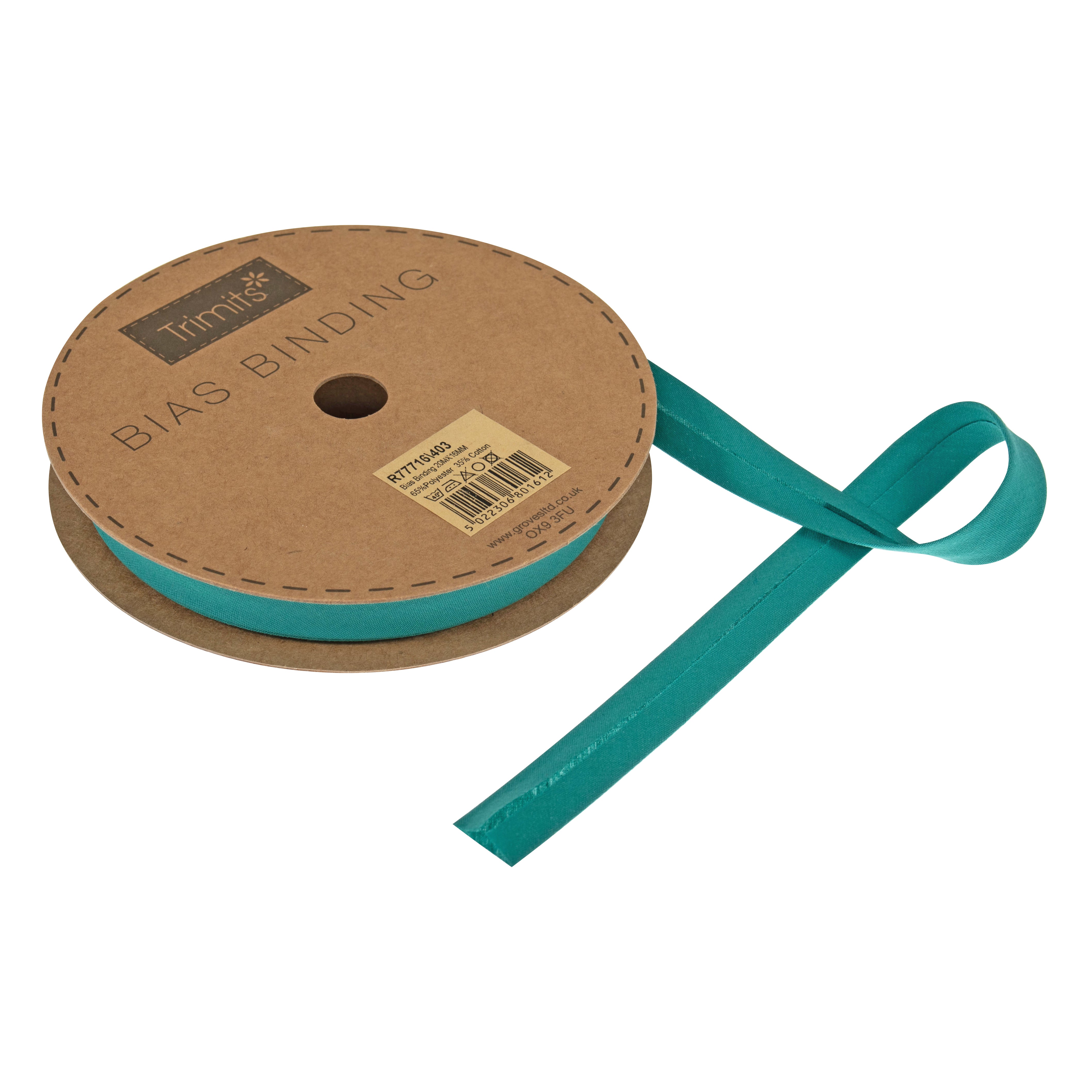 Buy teal Trimits : Bias Binding Tape: Polycotton: 16mm