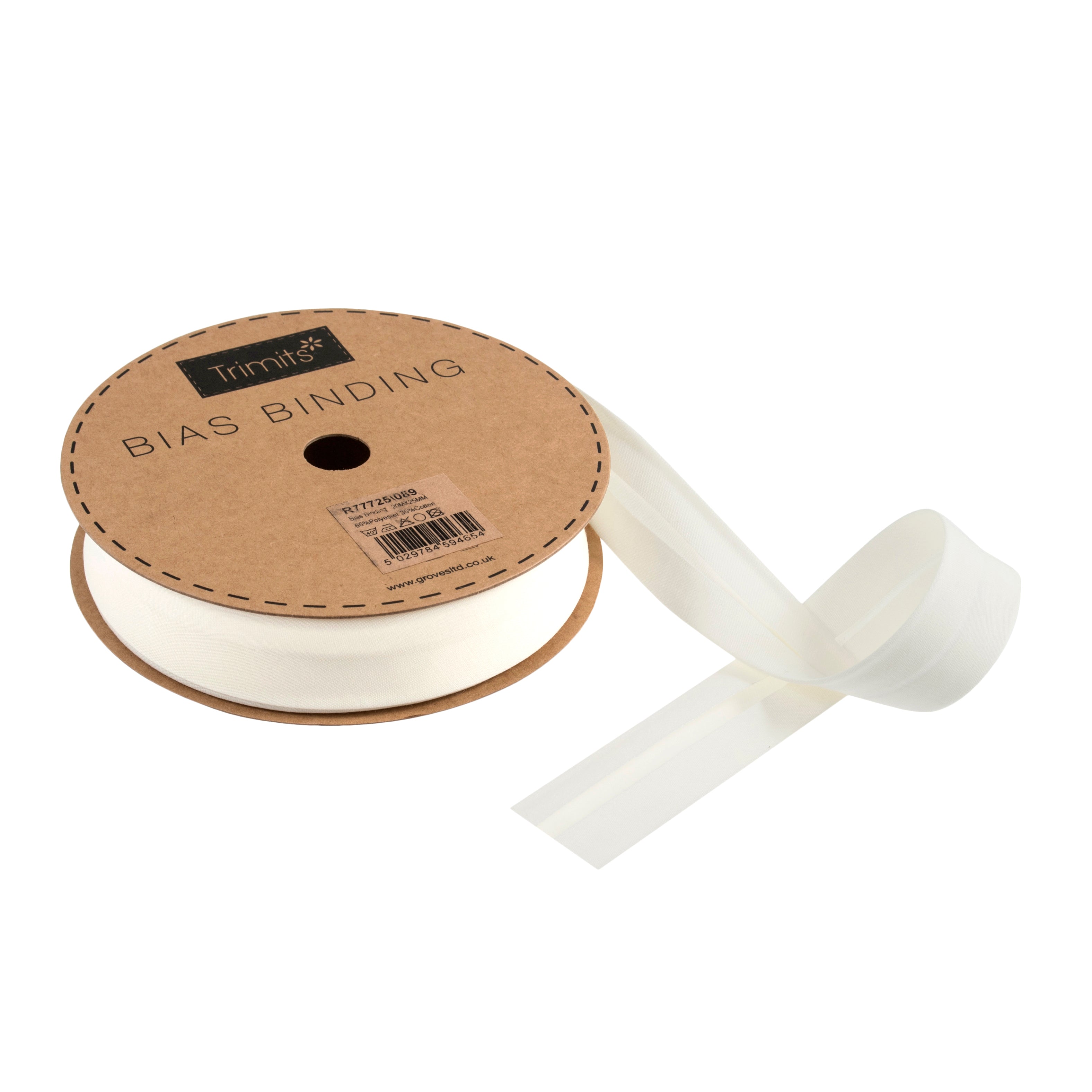 Buy ivory Trimits : Bias Binding Tape: Polycotton: 25mm