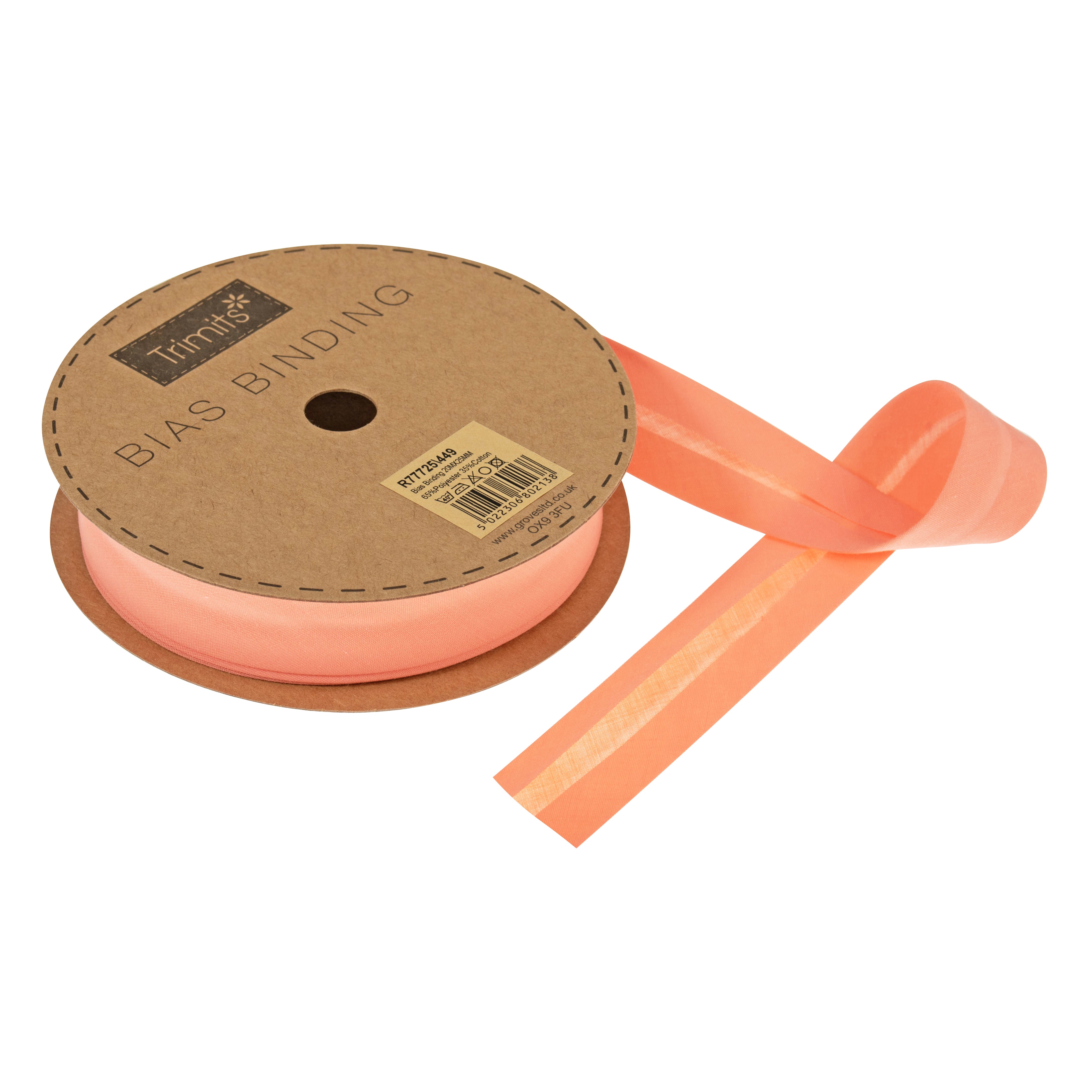 Buy coral Trimits : Bias Binding Tape: Polycotton: 25mm