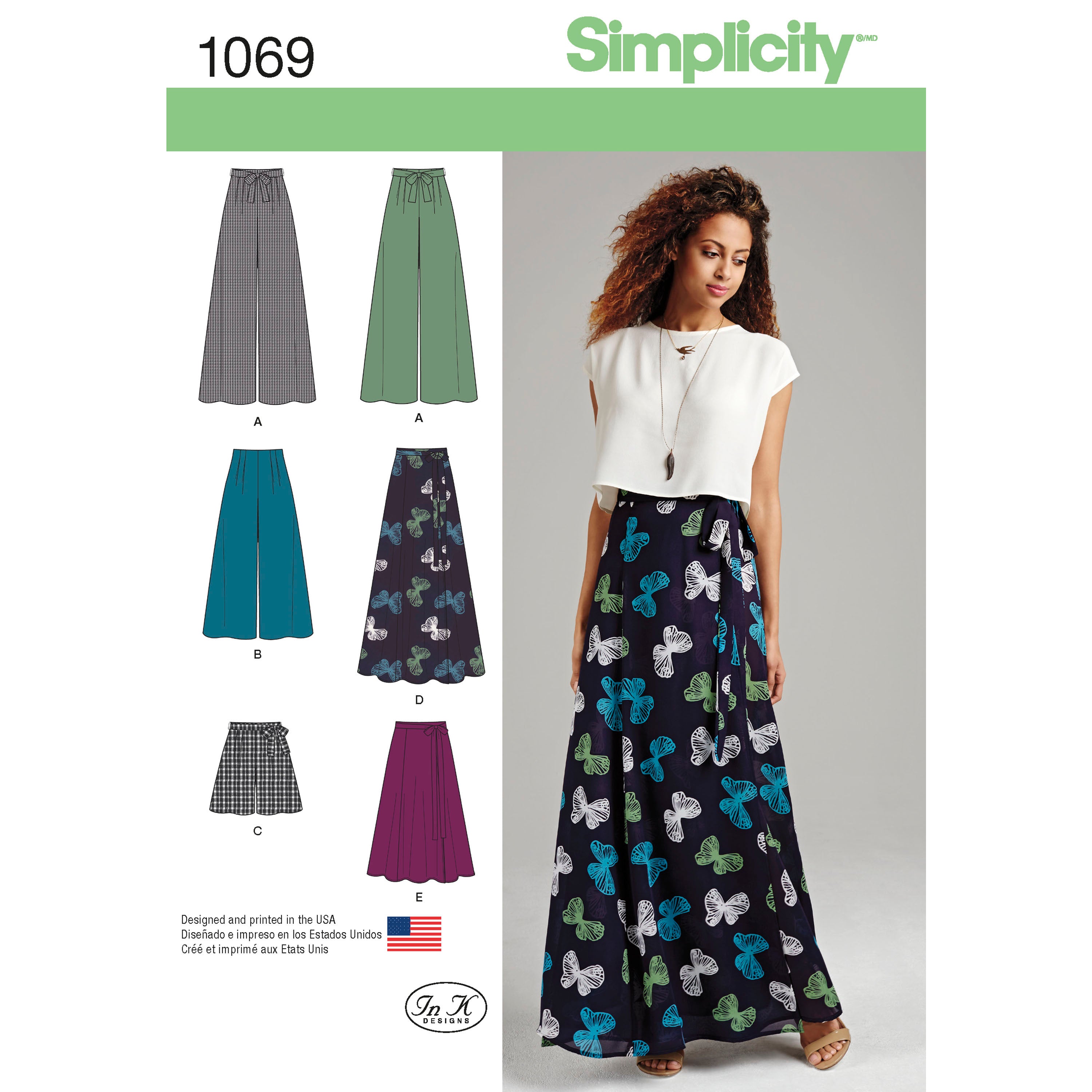 Simplicity Sewing Pattern 1069 Misses’ Wide Leg Trousers or Shorts & Skirts in 2 Lengths