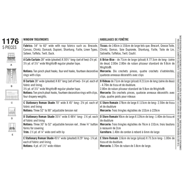 Simplicity Pattern S1176 Window Treatments