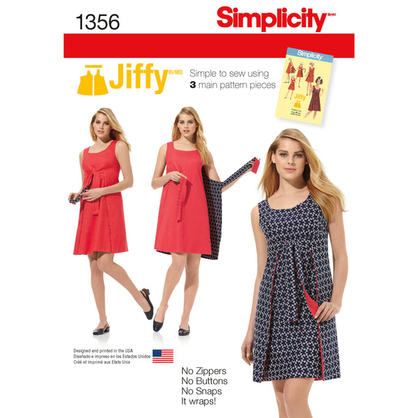 Simplicity Sewing Pattern 1356 Misses’ Jiffy® Reversible Wrap Dress