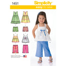 Simplicity Sewing Pattern 1451 Toddlers’ Dresses, Top, Cropped Trousers and Shorts-1