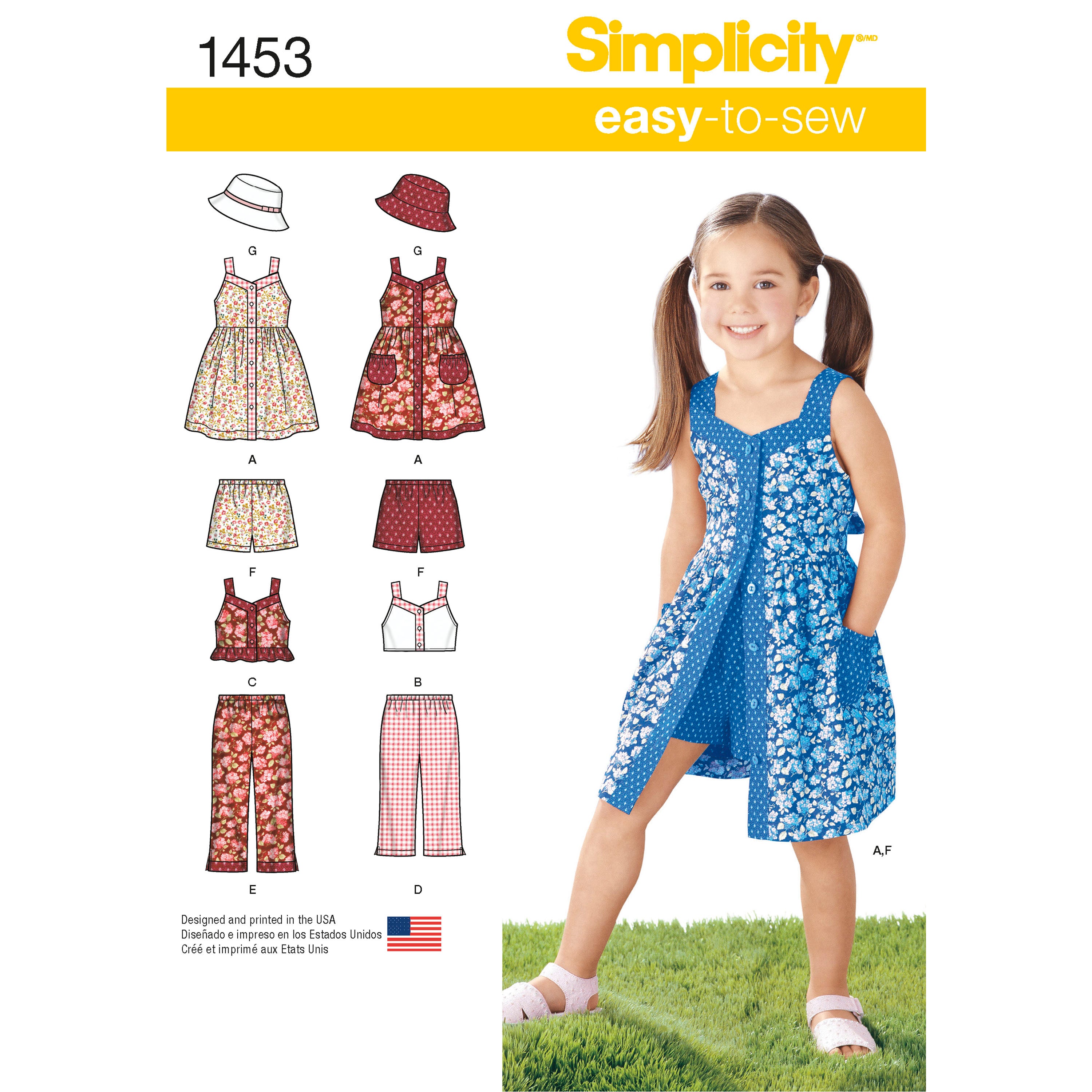 Simplicity Sewing Pattern 1453 Child’s Dress, Top, Trousers or Shorts and Hat