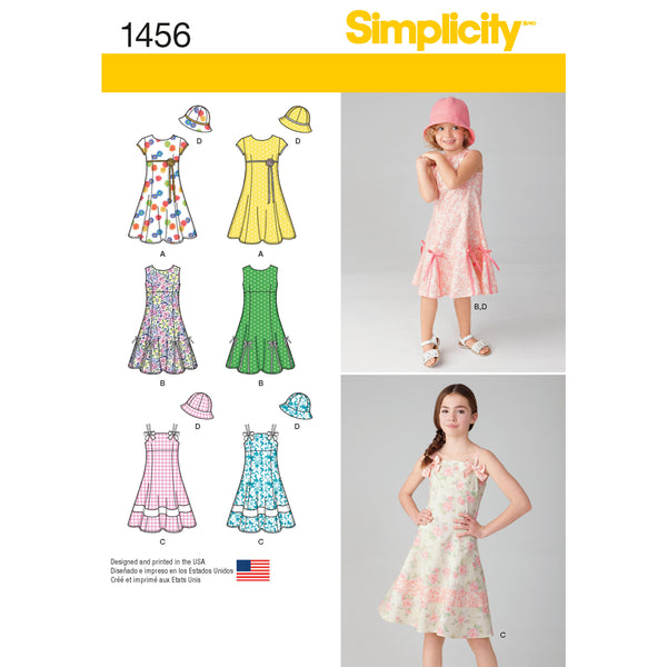 Simplicity Sewing Pattern 1456 Child’s and Girls’ Dress with Bodice Variations and Hat