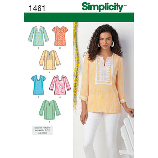 Simplicity Sewing Pattern 1461 Misses’ and Plus Tunic with Neckline and Sleeve Variations