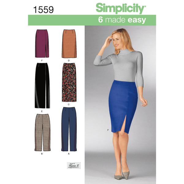 Simplicity Sewing Pattern 1559 Misses’ Skirts and Trousers