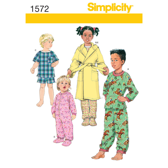 Simplicity Sewing Pattern 1572 Toddlers’ and Child’s Sleepwear and Robe