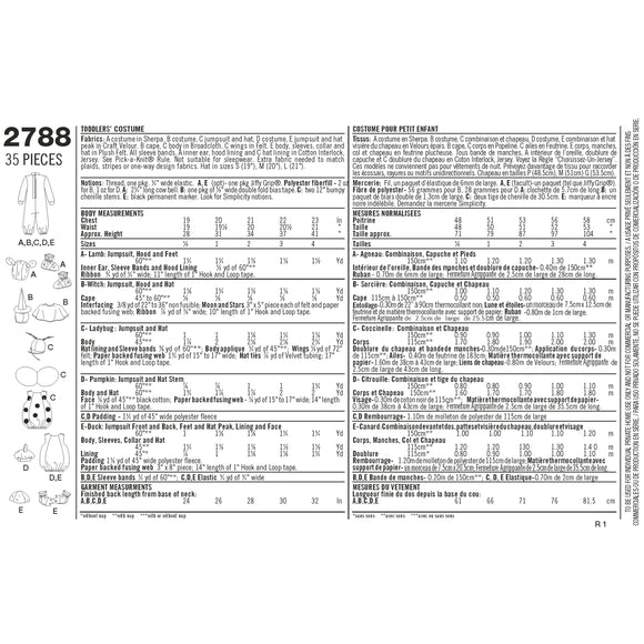 SIMPLICITY Toddler Costumes 2788 - Sewing Patterns