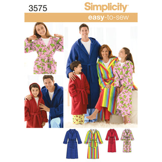 Simplicity Sewing Pattern 3575 Unisex Child, Teen and Adult Robe