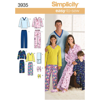 Simplicity Sewing Pattern 3935 Child, Teen & Adult Sleepwear