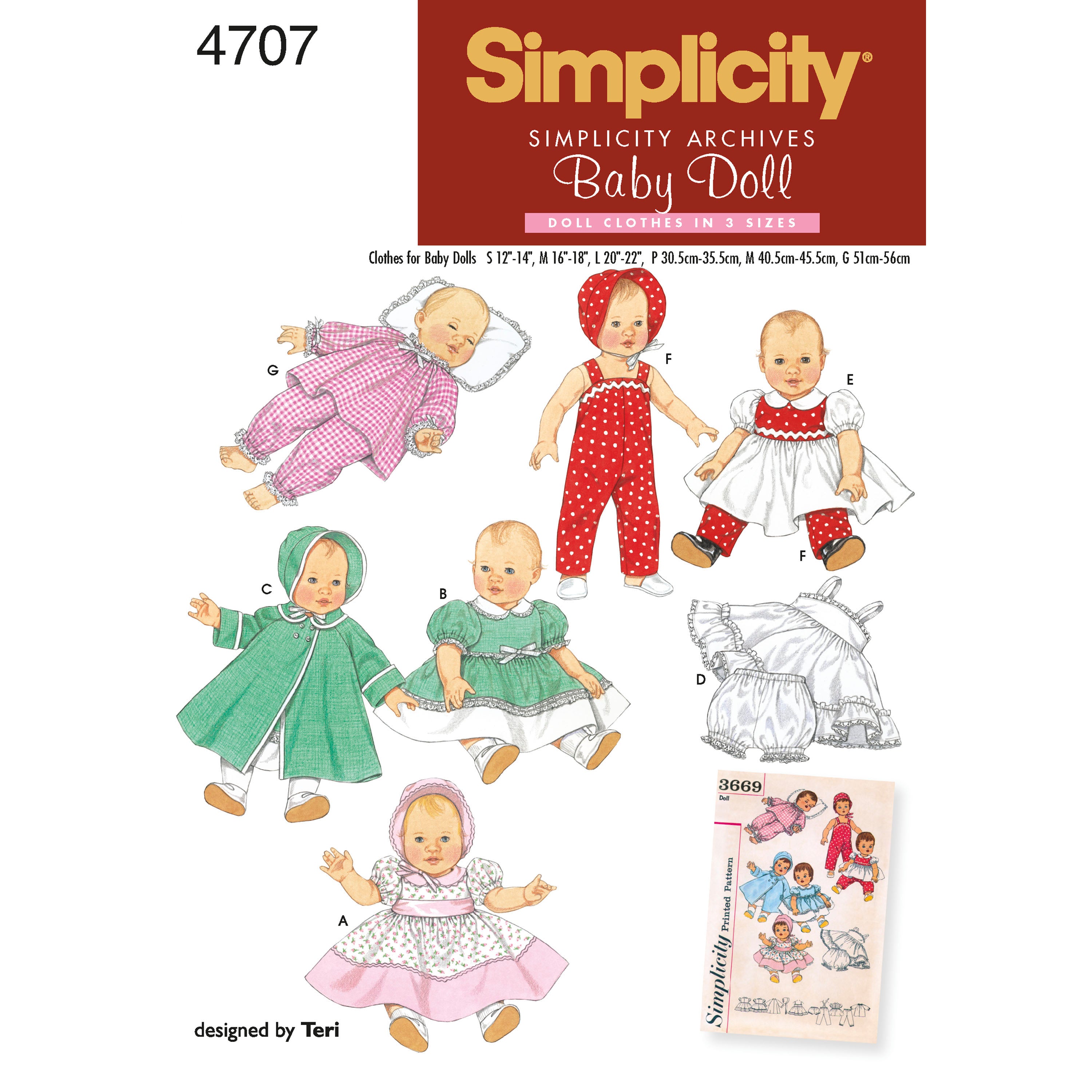 Simplicity Sewing Pattern 4707 15" Baby Doll Clothes